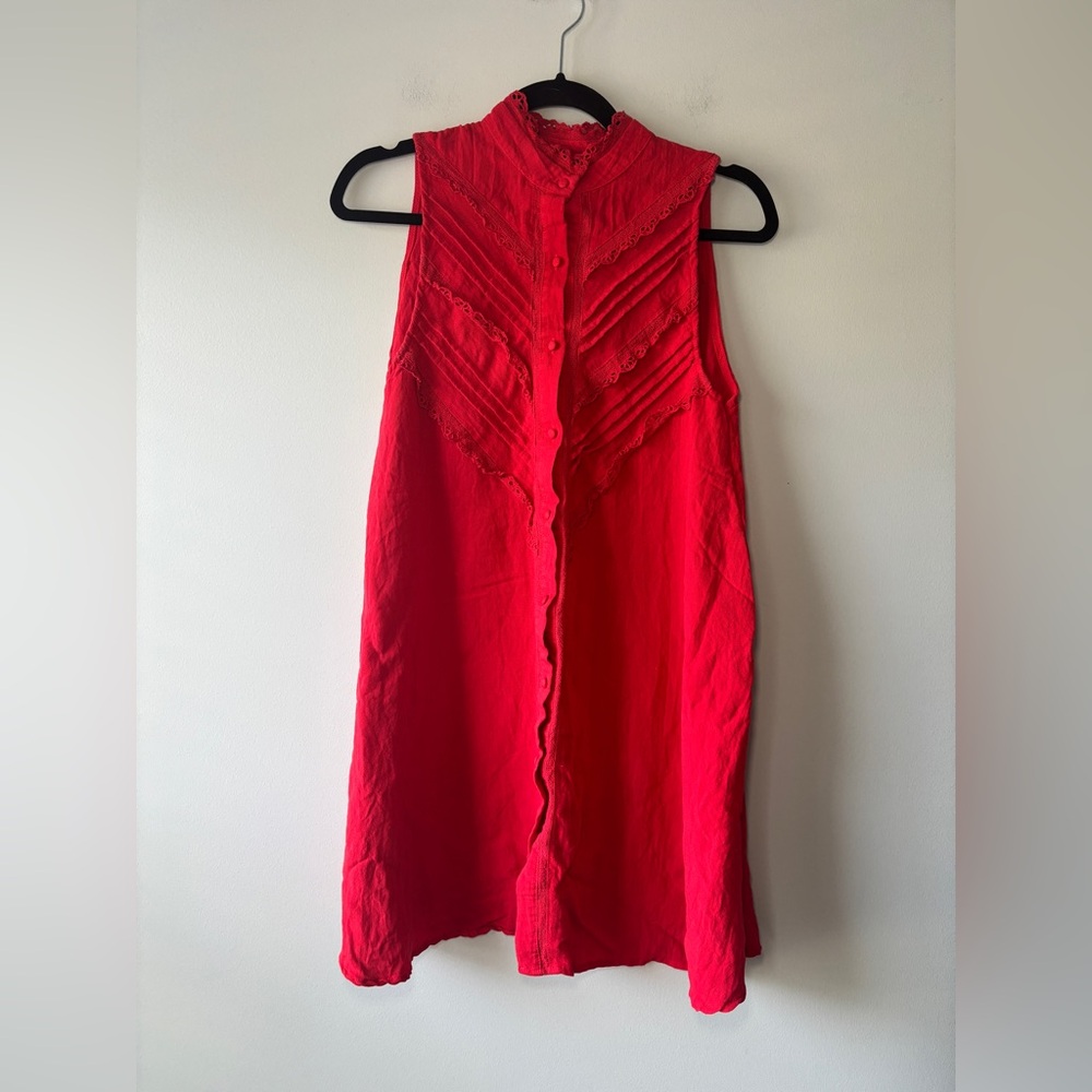 Tuckernuck Pomander Place Dutton Eyelet Sleeveless Red Mini Dress Size Small - Picture 5 of 9